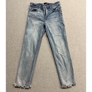 Kut from the Kloth Jeans Womens 4 Light Blue Mid Rise Tapered Leg Raw Hem